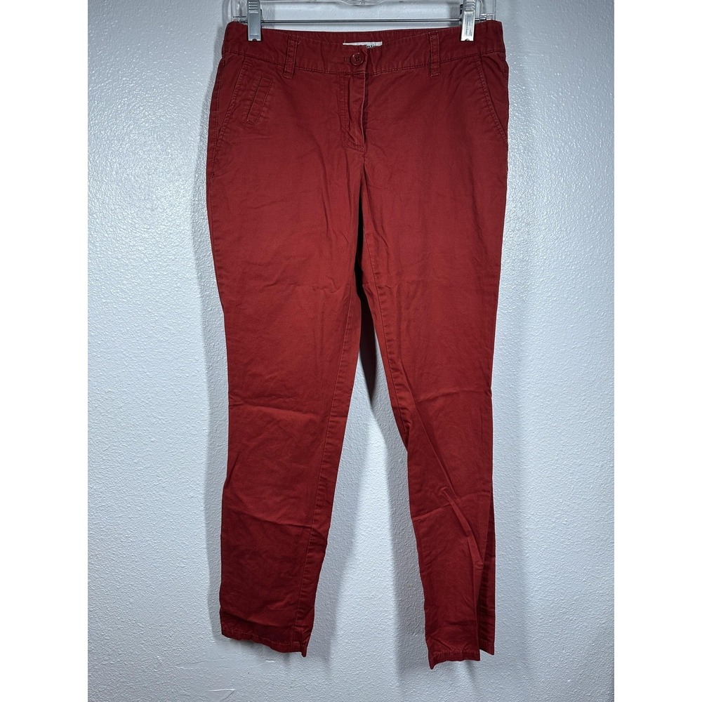 Dalia Collection Pants Womens 2 Red Chino Cotton Ankle Straight‎ Leg Flat Front